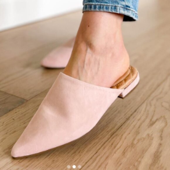 Birdies The Lark Suede Mule Womens 9M Pink Chiffon Slip On Flats Shoes - Picture 1 of 8